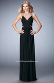 Picture of: Net Prom Gown with Cut Outs and Crystal Strappy Back in Black, Style: 22089, Detail Picture 3