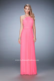 Picture of: Long Prom Dress with Gathered Bodice, Waist, and Skirt in Pink, Style: 22107, Detail Picture 1