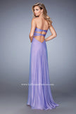 Picture of: Chiffon Prom Dress with Embellishments and Crystals in Purple, Style: 22115, Back Picture