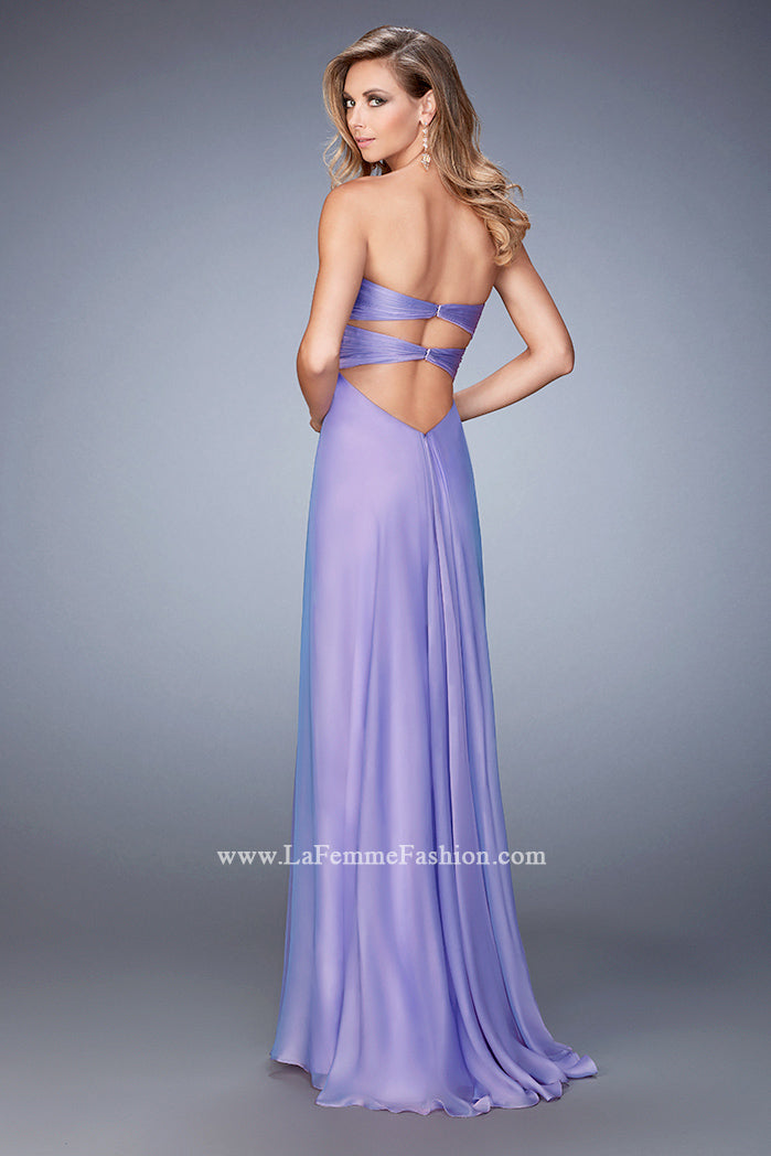Picture of: Chiffon Prom Dress with Embellishments and Crystals in Purple, Style: 22115, Back Picture