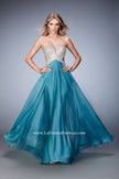 Picture of: Sweetheart Chiffon Gown with Cut Outs and Crystals in Blue, Style: 22179, Detail Picture 1