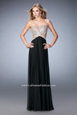 Picture of: Sweetheart Chiffon Gown with Cut Outs and Crystals in Black, Style: 22179, Detail Picture 4