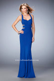 Picture of: Jersey Prom Dress with Cut Outs and Open Strappy Back in Blue, Style: 22181, Main Picture