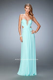 Picture of: Glam Prom Dress with Cut Outs and Crystal Gem Design in Blue, Style: 22196, Main Picture