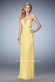 Picture of: Glam Prom Dress with Cut Outs and Crystal Gem Design in Yellow, Style: 22196, Detail Picture 2