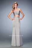 Picture of: Two Piece Long Prom Dress with Sheer Back and Stones in Silver, Style: 22207, Main Picture