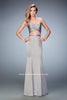 Picture of: Two Piece Long Prom Dress with Sheer Back and Stones in Silver, Style: 22207, Main Picture