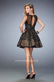 Picture of: Short Lace Dress with Polka Dots and Sheer Detail in Black, Style: 22222, Back Picture