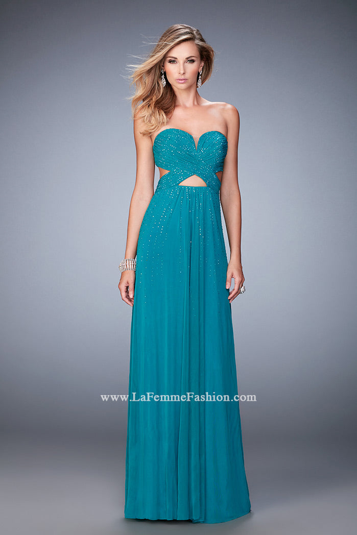 Picture of: Long Prom Dress with Embellishments and Cut Outs in Green, Style: 22230, Detail Picture 2