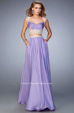 Picture of: Two Piece Chiffon Gown with Rhinestone Lace Detail in Purple, Style: 22234, Detail Picture 1