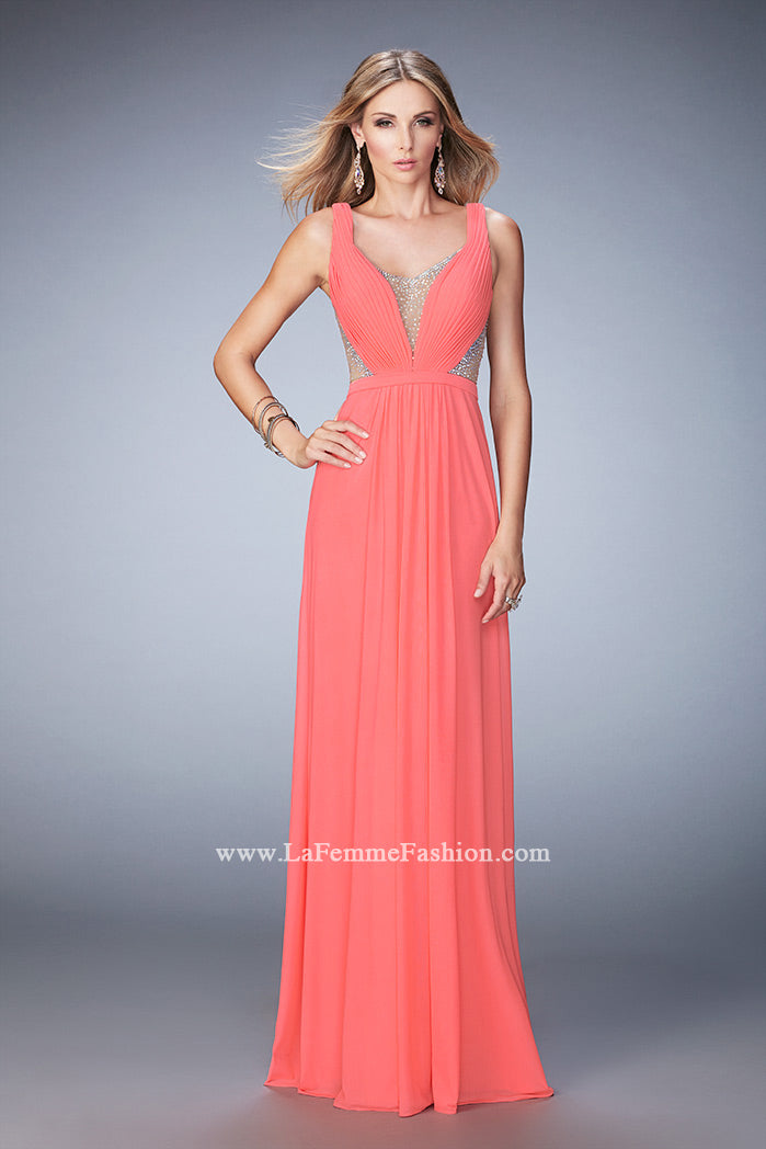 Picture of: Alluring Prom Dress with Plunging Neckline and Open Back in Orange, Style: 22238, Detail Picture 1