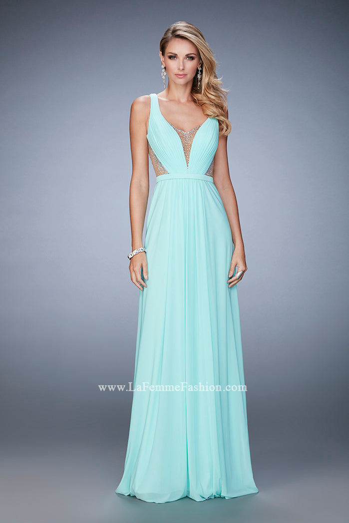 Picture of: Alluring Prom Dress with Plunging Neckline and Open Back in Blue, Style: 22238, Detail Picture 2