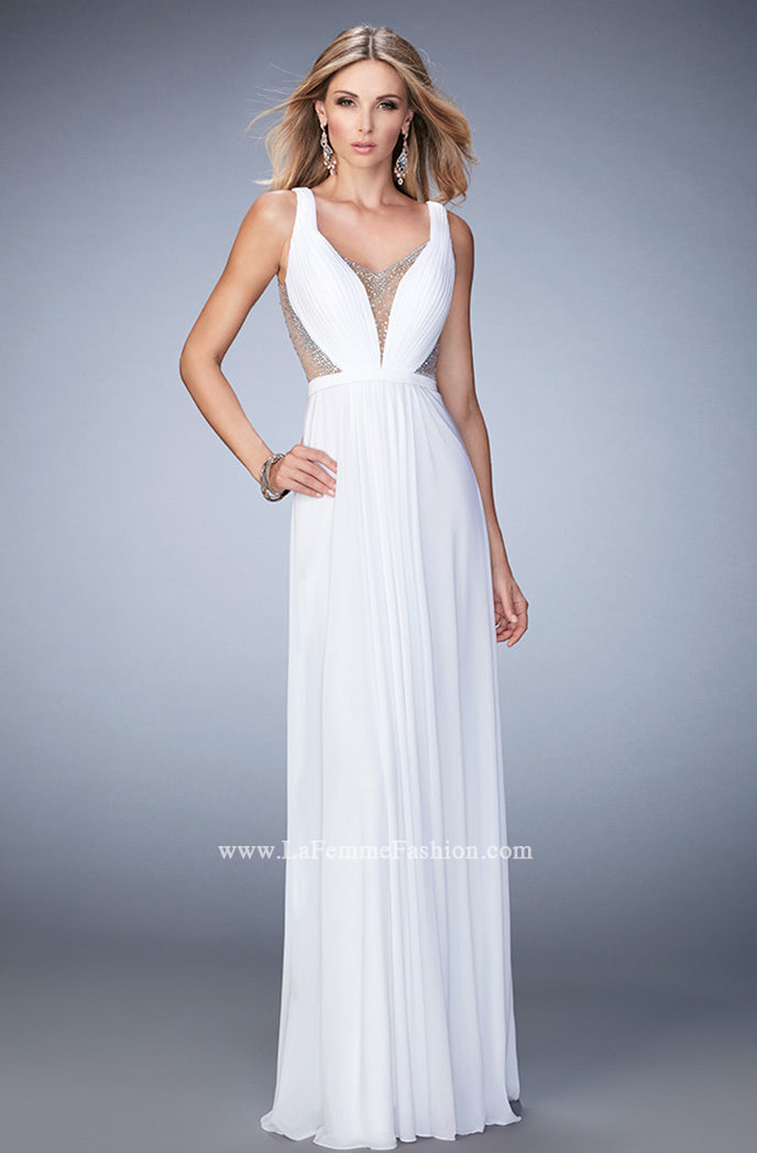 Picture of: Alluring Prom Dress with Plunging Neckline and Open Back in White, Style: 22238, Detail Picture 3