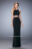 Picture of: Faux Two Piece Gown with Sheer Paneled Back and Beads in Black, Style: 22272, Detail Picture 1