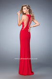 Picture of: Panel Design Long Jersey Prom Dress in Red, Style: 22274, Back Picture