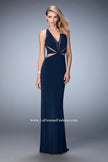 Picture of: Glam Geometric Cut Out Prom Dress with Open Back in Blue, Style: 22276, Detail Picture 2