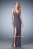 Picture of: Embellished Prom Gown with Crystal Straps and Cut Outs in Silver, Style: 22284, Detail Picture 3