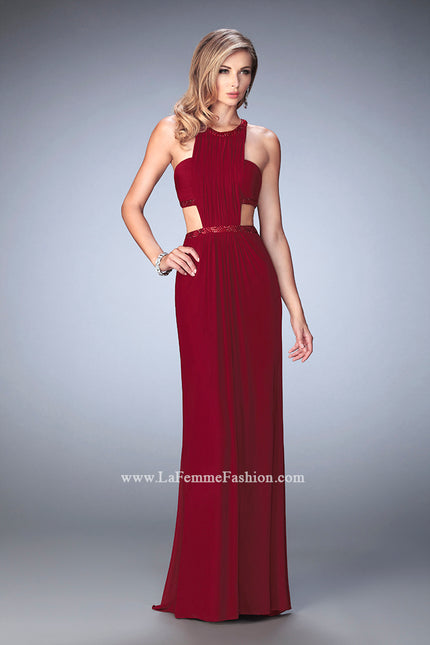 Picture of: Embellished Long Prom Gown with Open Sides in Red, Style: 22292, Main Picture