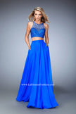 Picture of: Two Piece Chiffon Gown with Illusion Neckline and Pockets in Blue, Style: 22308, Main Picture