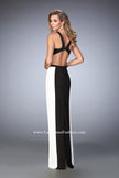Picture of: Open Back Jersey Gown with Side Cut Outs and Slit in Black, Style: 22310, Back Picture