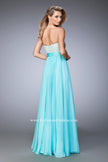 Picture of: Long Prom Dress with Crystals, Pearls, and Pockets in Blue, Style: 22318, Back Picture