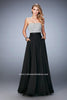 Picture of: Long Prom Dress with Crystals, Pearls, and Pockets in Black, Style: 22318, Detail Picture 3