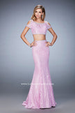 Picture of: Cold Shoulder Two Piece Prom Dress with Mermaid Skirt in Purple, Style: 22339, Detail Picture 1