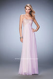 Picture of: Empire Waist Prom Dress with Crystal and Pearl Bodice in Pink, Style: 22363, Main Picture