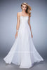 Picture of: Empire Waist Prom Dress with Crystal and Pearl Bodice in White, Style: 22363, Detail Picture 3