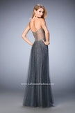 Picture of: A Line Tulle Prom Gown with Corset Bodice and Studs in Silver, Style: 22369, Back Picture
