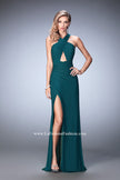 Picture of: Strappy Open Back Prom Dress with Gathered Bodice in Green, Style: 22380, Detail Picture 3