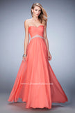 Picture of: Chiffon Prom Dress with Crystal and Pearl Detailed Band in Orange, Style: 22382, Main Picture