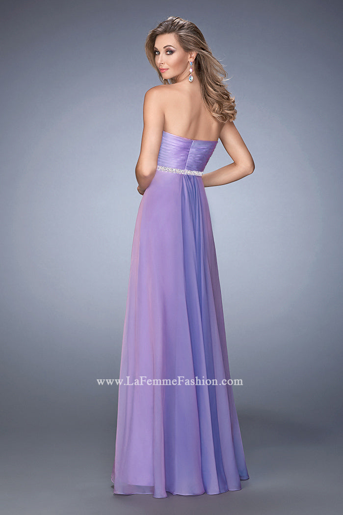 Picture of: Chiffon Prom Dress with Crystal and Pearl Detailed Band in Purple, Style: 22382, Back Picture
