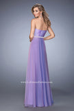 Picture of: Chiffon Prom Dress with Crystal and Pearl Detailed Band in Purple, Style: 22382, Back Picture