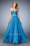 Picture of: Chiffon Prom Dress with Crystal and Pearl Detailed Band in Blue, Style: 22382, Detail Picture 2