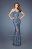 Picture of: Beaded Lace Prom Dress with Sheer Skirt in Blue, Style: 22397, Main Picture