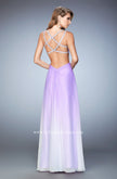 Picture of: Long Ombre Chiffon Prom Dress with Beaded Strappy Back in Purple, Style: 22416, Back Picture