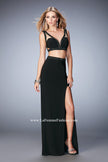 Picture of: Modern Two Piece Prom Dress with Daring Side Leg Slit in Black, Style: 22421, Main Picture