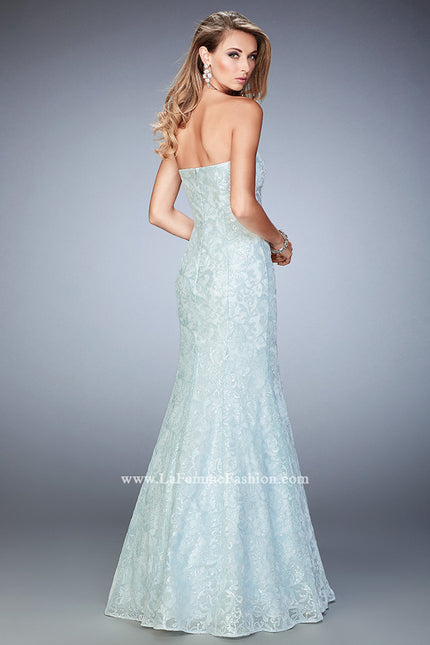 Picture of: Long Sequin Lace Prom Dress with Sweetheart Neckline in Blue, Style: 22431, Back Picture