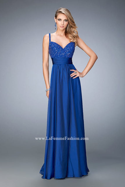 Picture of: Embellished Prom Dress with Gathered Band and Skirt in Blue, Style: 22433, Main Picture