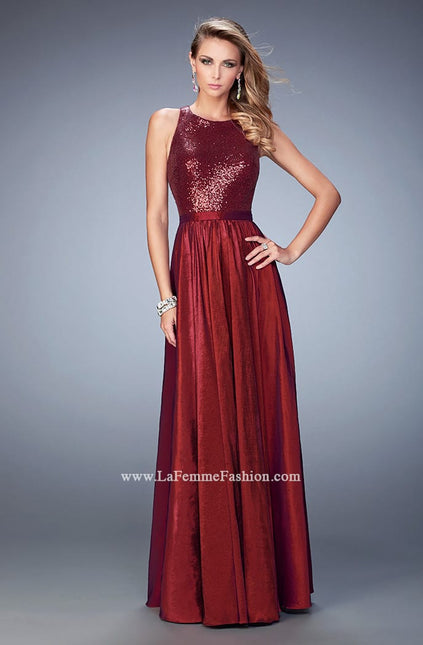 Picture of: Taffeta Prom Gown with Sequined Bodice in Red, Style: 22439, Main Picture