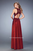 Picture of: Taffeta Prom Gown with Sequined Bodice in Red, Style: 22439, Back Picture