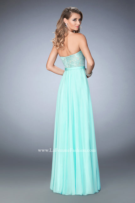 Picture of: Chiffon Prom Dress with Rhinestone Lace Bodice n Blue, Style: 22448, Back Picture