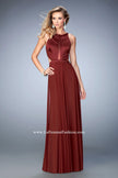 Picture of: Long Prom Dress with Geometric Cut Out Bodice in Red, Style: 22450, Main Picture