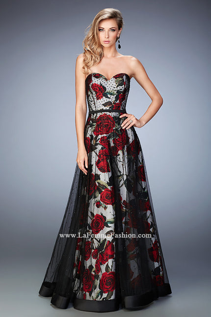 Picture of: A-Line Gown with Flower Printed Lining and Rhinestones in Print, Style: 22489, Main Picture