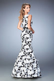 Picture of: Monochromatic Floral Print Mermaid Prom Dress in Print, Style: 22494, Back Picture