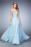 Picture of: Long Chiffon Prom Dress with Sheer Straps and Back in Blue, Style: 22499, Main Picture