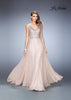 Picture of: Long Chiffon Prom Dress with Sheer Straps and Back in Blush Style: 22499, Detail Picture 1