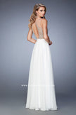 Picture of: V Neck Chiffon Prom Dress with Vintage Beading in White, Style: 22517, Back Picture