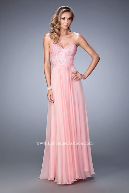 Picture of: Long Chiffon Prom Dress with Crystal Rhinestones in Pink, Style: 22524, Main Picture